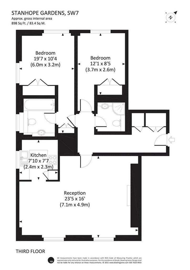 2 bedroom flat to rent - floorplan