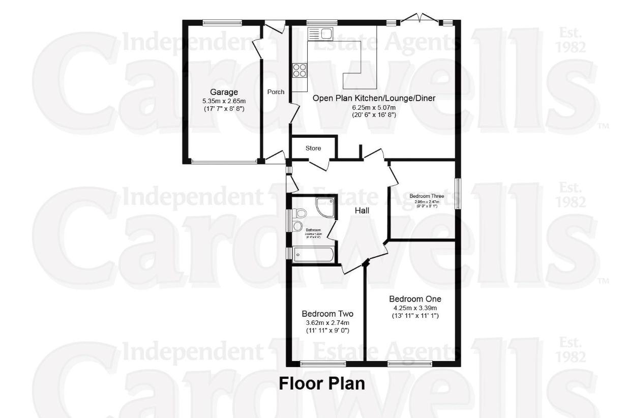 3 bedroom bungalow for sale - floorplan