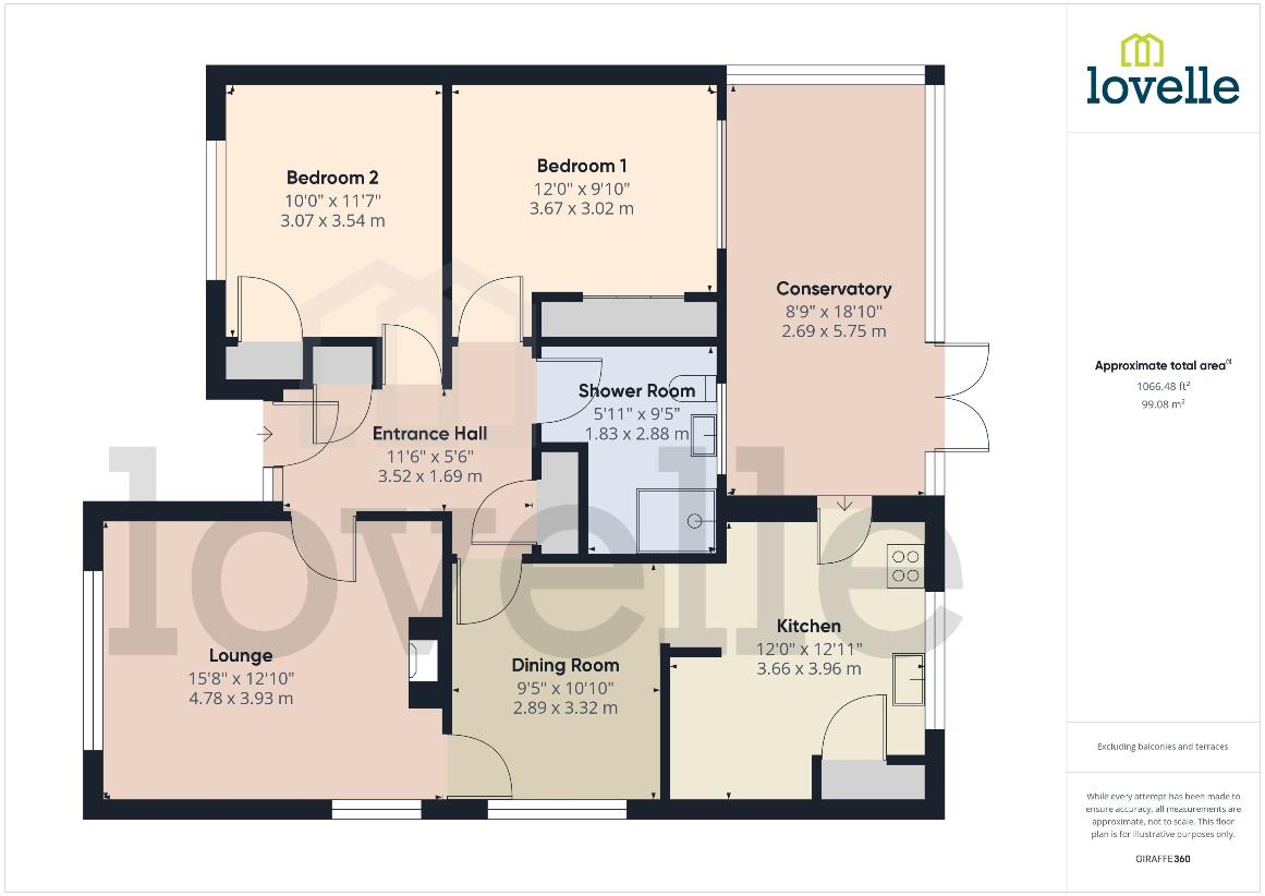 2 bedroom bungalow for sale - floorplan