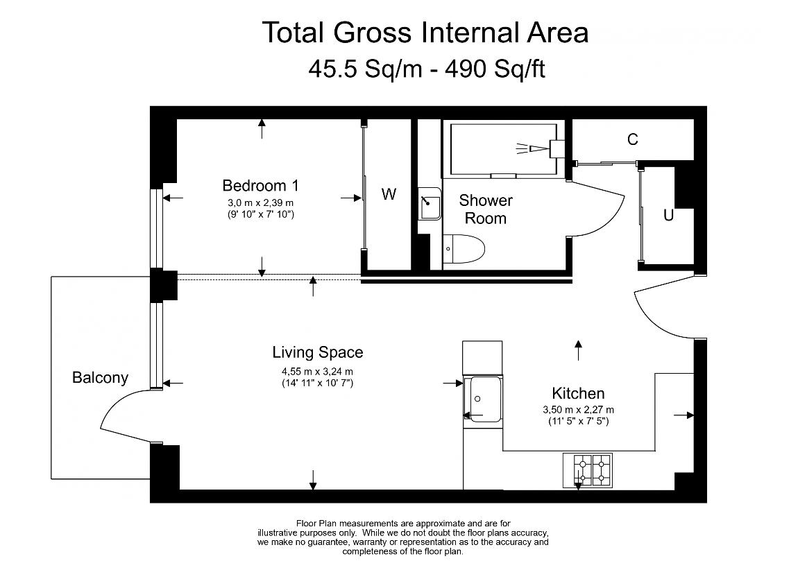 1 bedroom flat for sale - floorplan