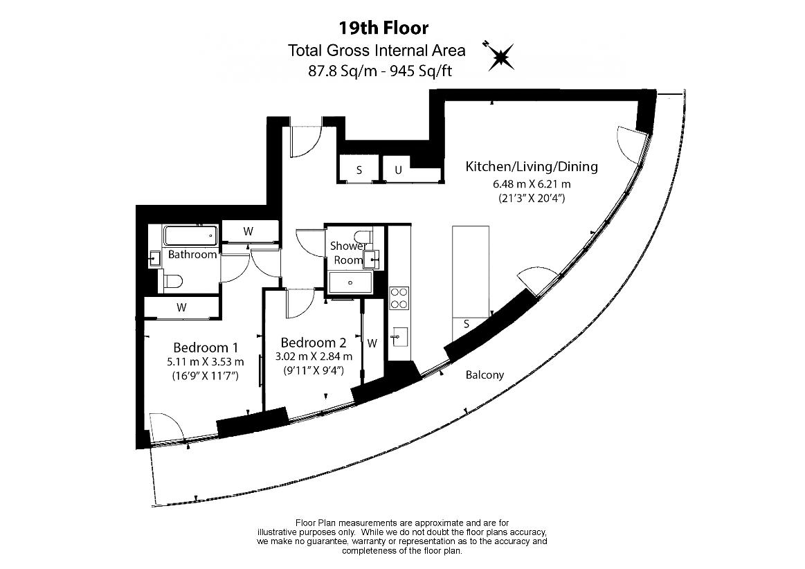 2 bedroom flat for sale - floorplan