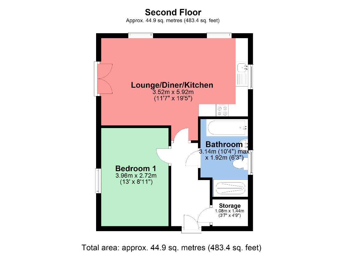 1 bedroom flat for sale - floorplan