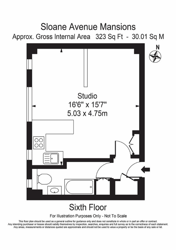 Studio flat for sale - floorplan