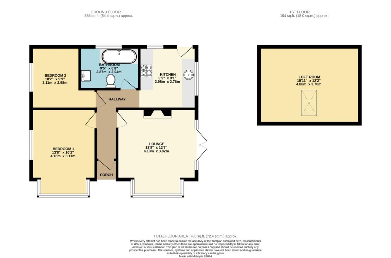 2 bedroom bungalow for sale - floorplan