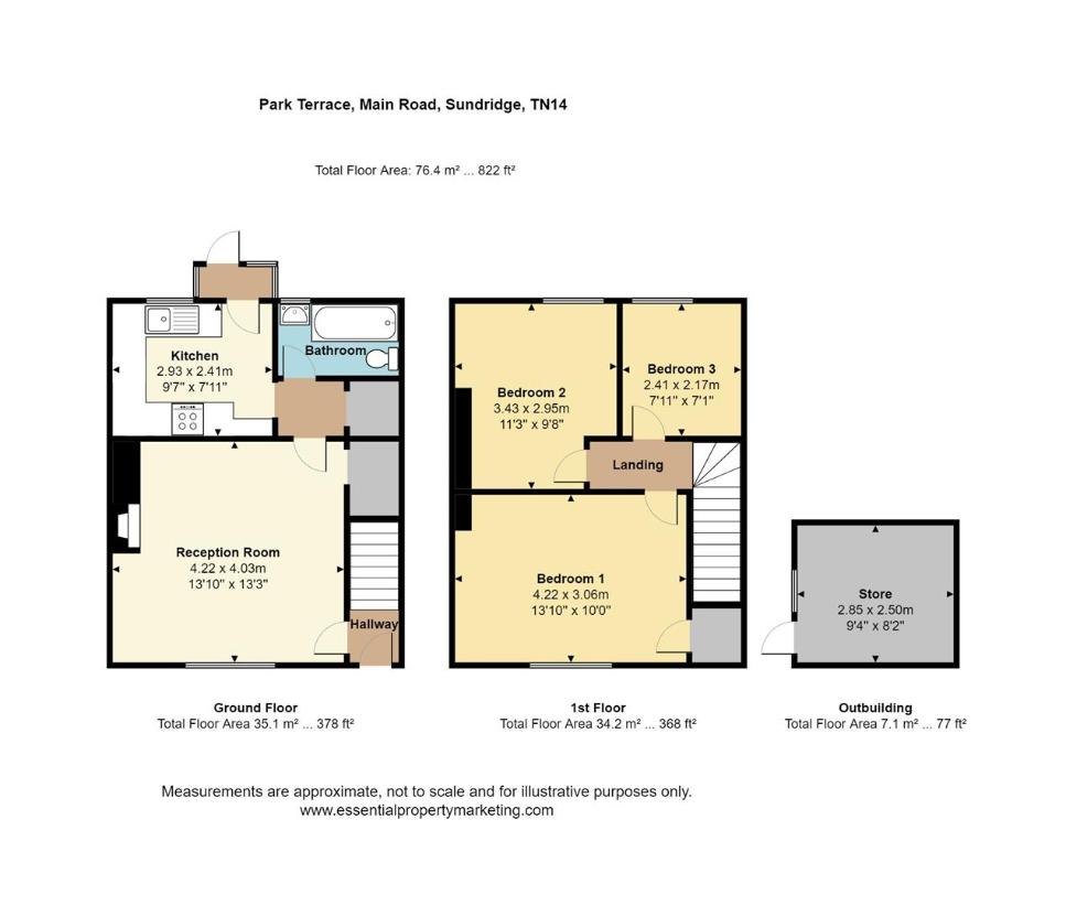 3 bedroom end of terrace house for sale - floorplan