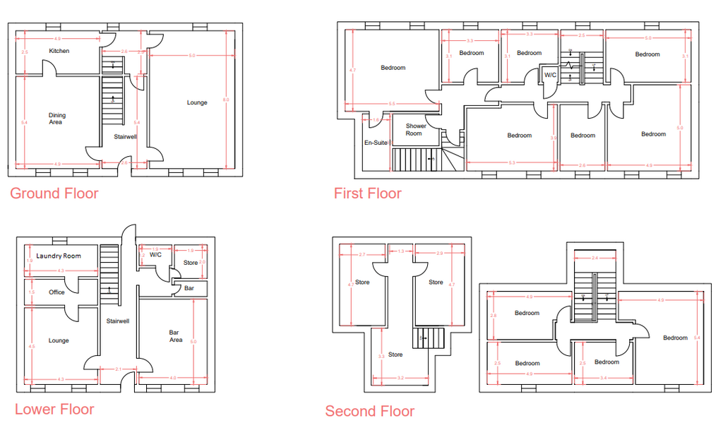 11 bedroom guest house for sale - floorplan