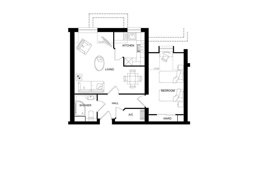 1 bedroom block of apartments for sale - floorplan