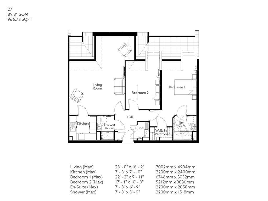 2 bedroom retirement property for sale - floorplan