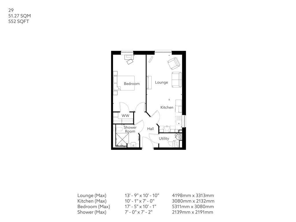 1 bedroom retirement property for sale - floorplan