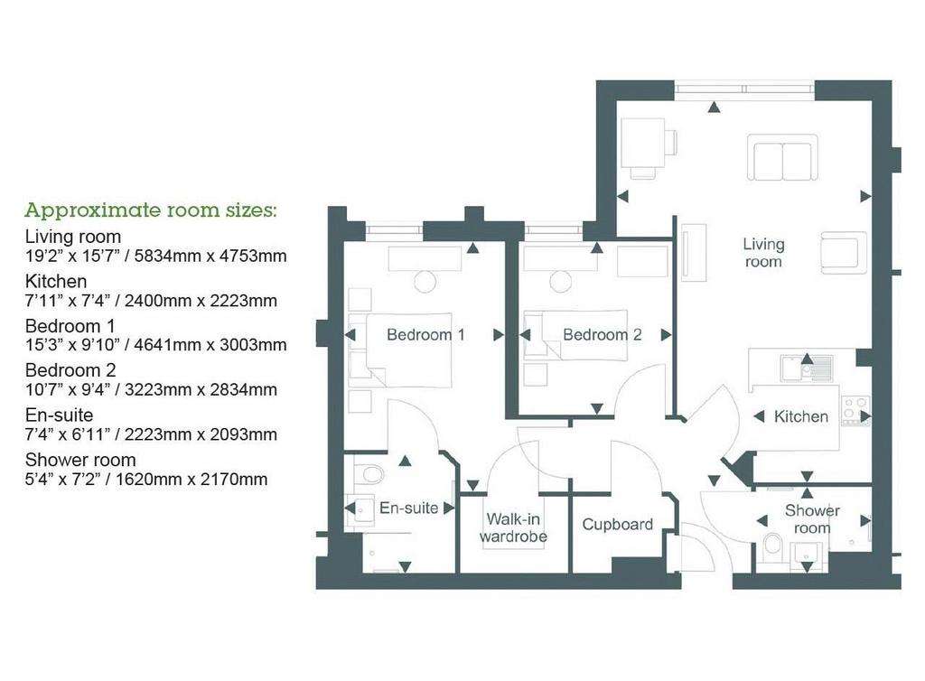 2 bedroom Residential development to rent - floorplan
