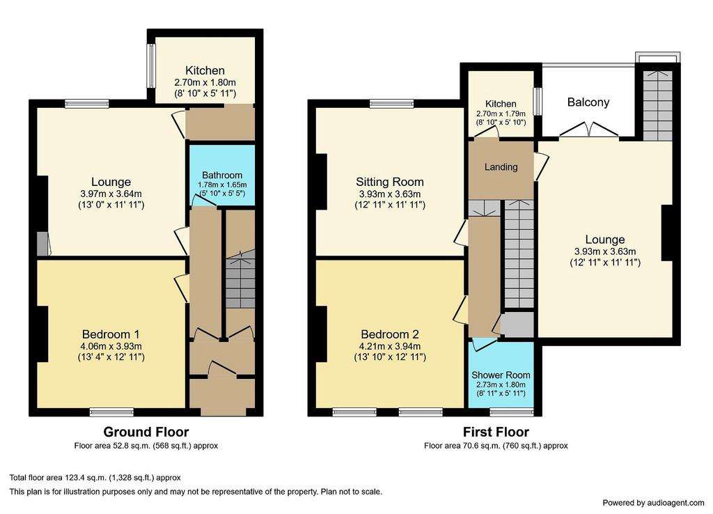 2 bedroom block of apartments for sale - floorplan