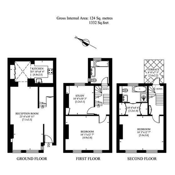 3 bedroom house to rent - floorplan