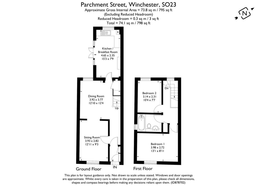 2 bedroom end of terrace house to rent - floorplan