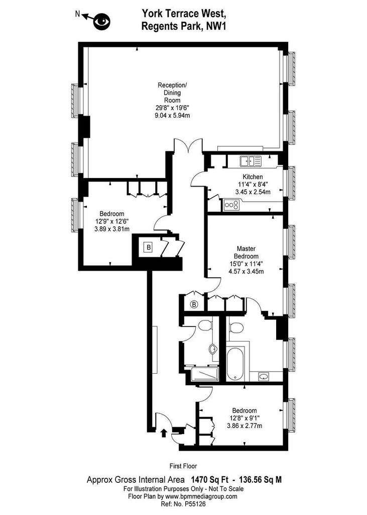 3 bedroom flat to rent - floorplan