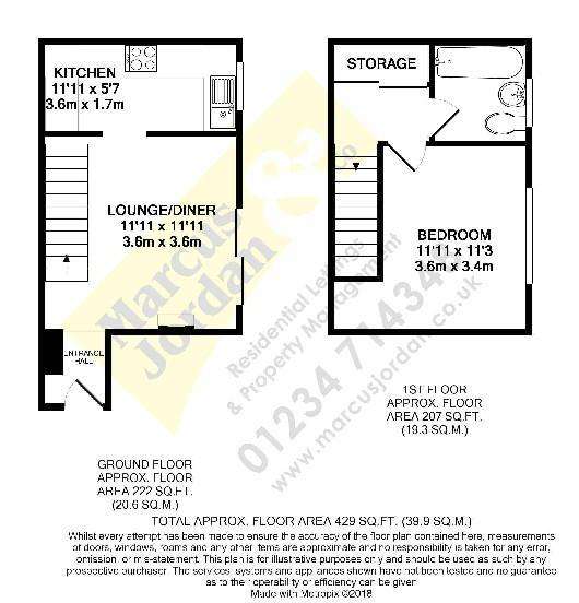 1 bedroom cluster house to rent - floorplan