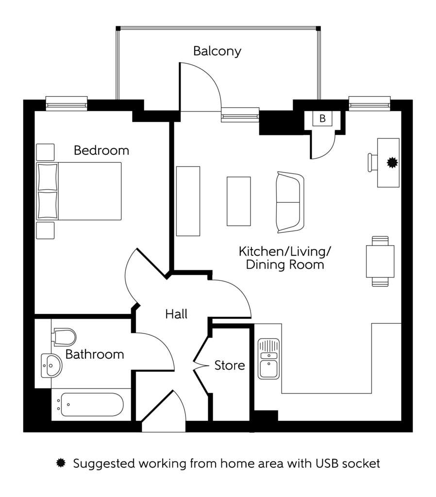1 bedroom house for sale - floorplan