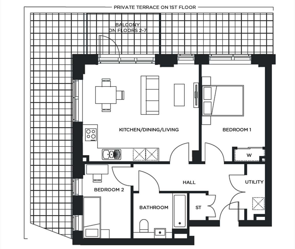 2 bedroom flat for sale - floorplan