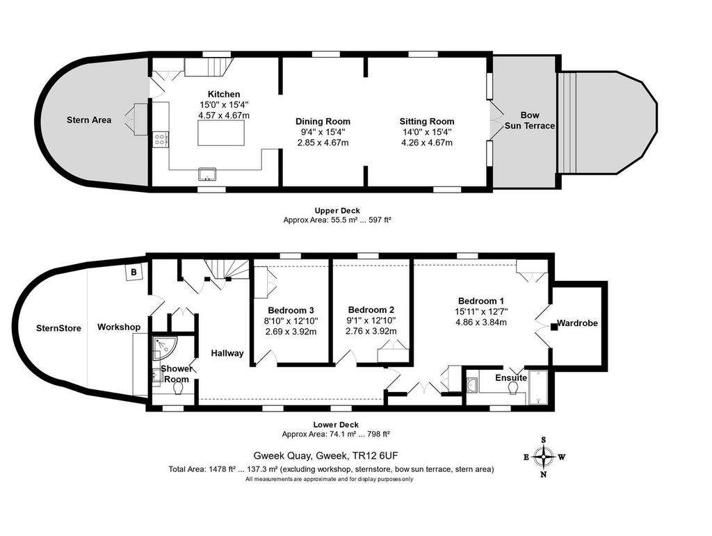 3 bedroom house boat for sale - floorplan