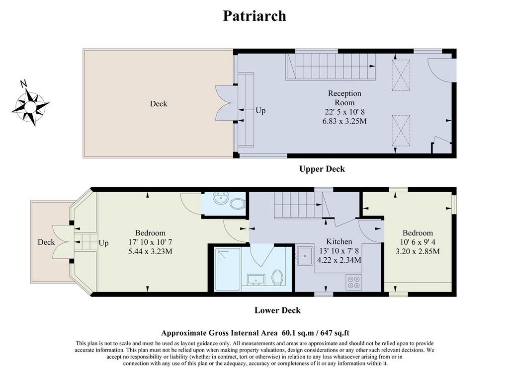 2 bedroom house boat to rent - floorplan