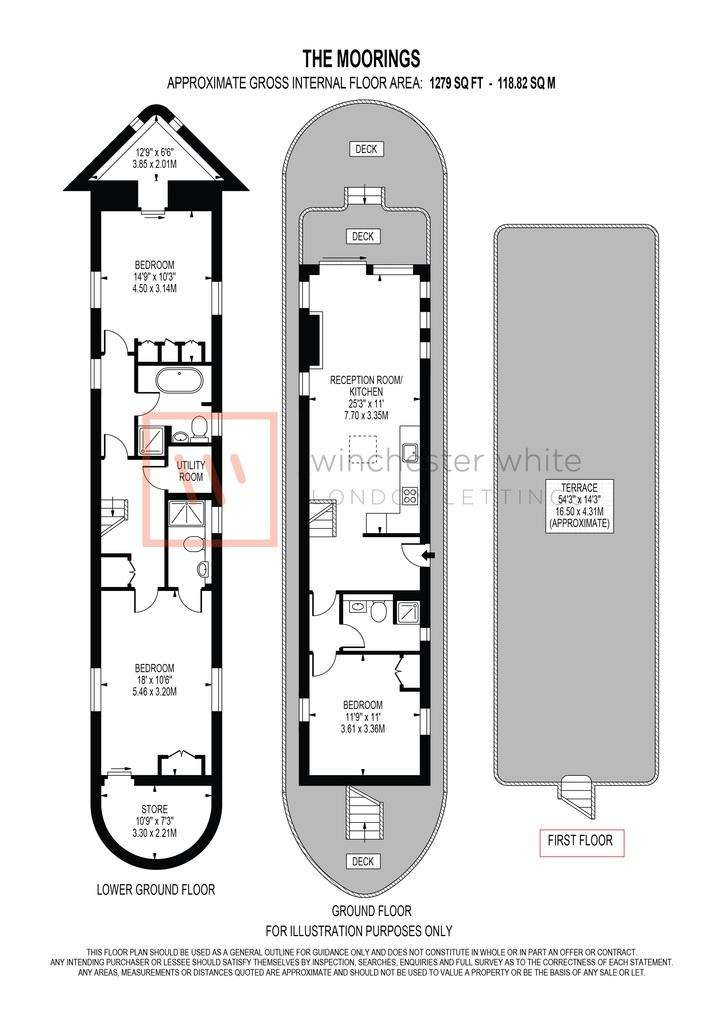 3 bedroom house boat to rent - floorplan