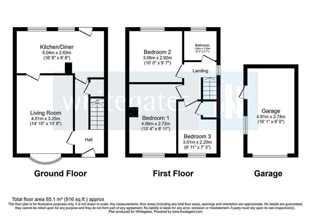 3 bedroom semi-detached house for sale - floorplan