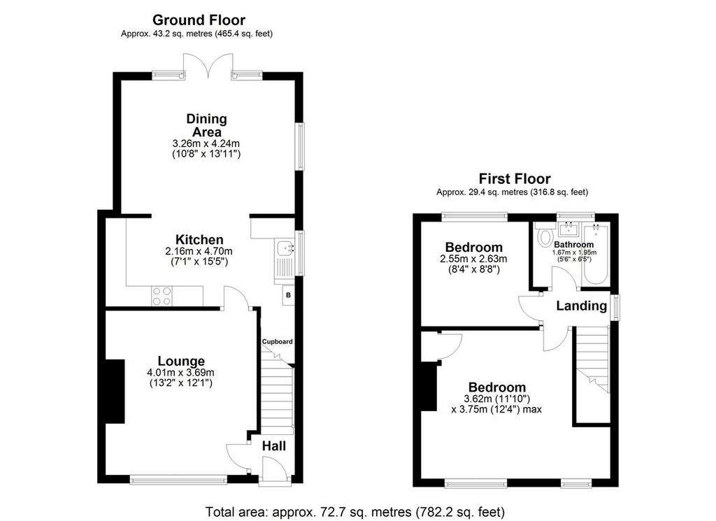 2 bedroom semi-detached house for sale - floorplan