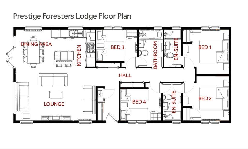 4 bedroom holiday lodge for sale - floorplan