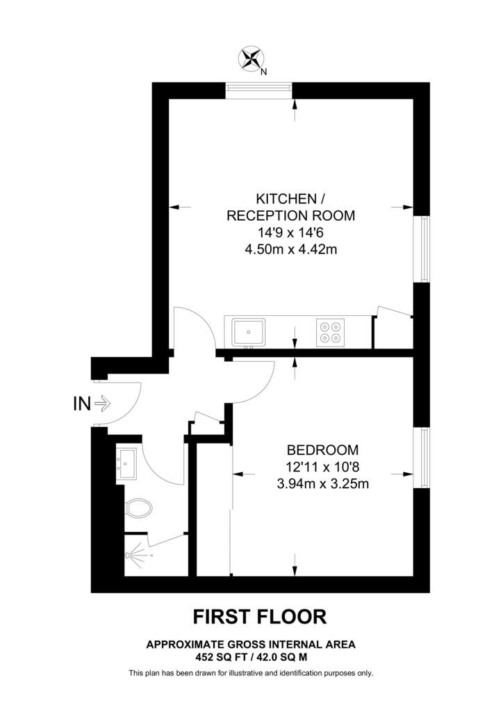 1 bedroom flat to rent - floorplan