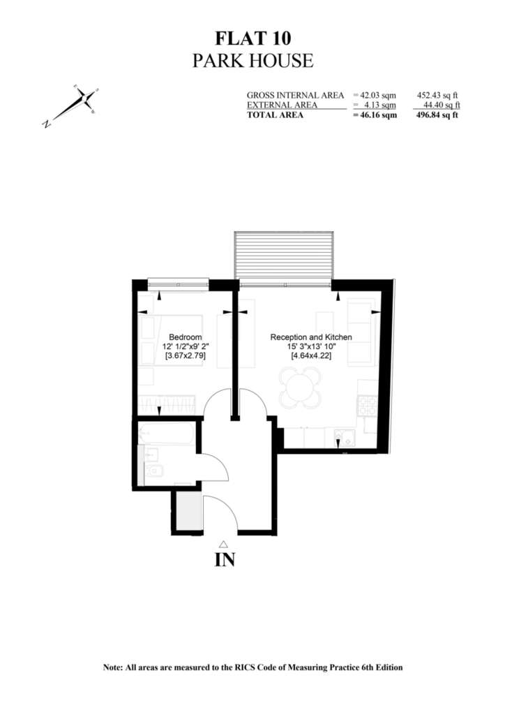 1 bedroom flat to rent - floorplan