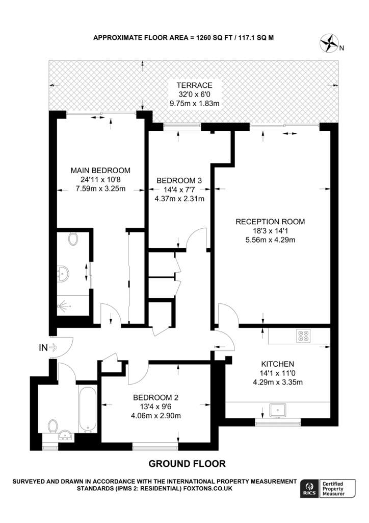 3 bedroom flat to rent - floorplan