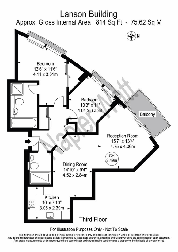 2 bedroom flat for sale - floorplan