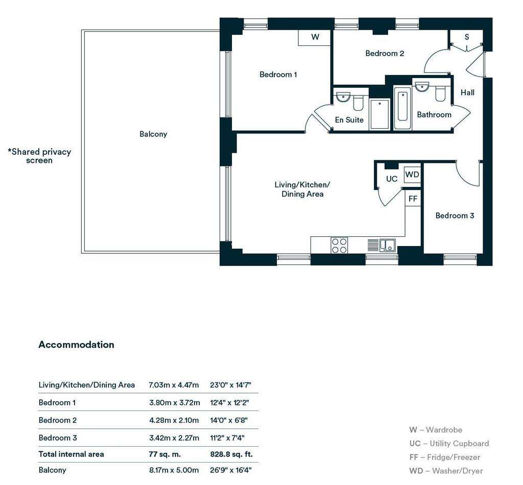 3 bedroom flat for sale - floorplan