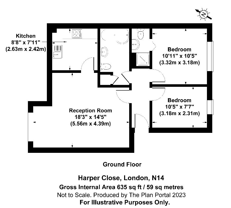 2 bedroom flat for sale - floorplan