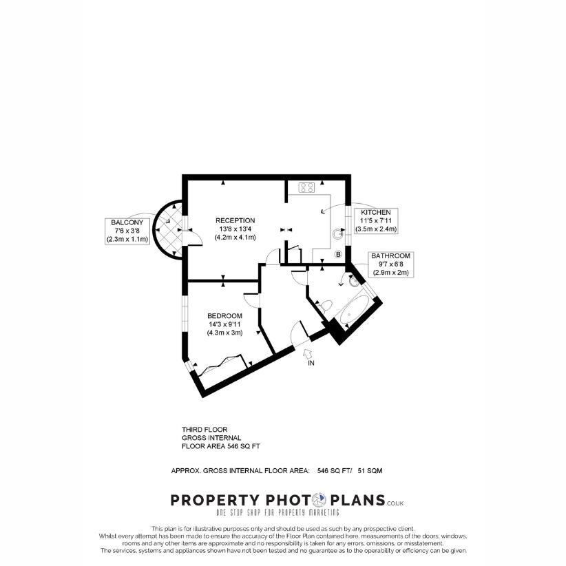 1 bedroom flat for sale - floorplan