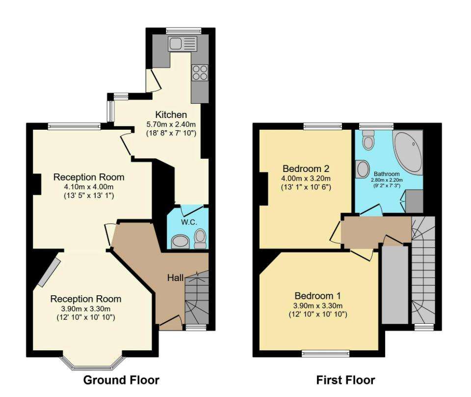 2 bedroom terraced house for sale - floorplan