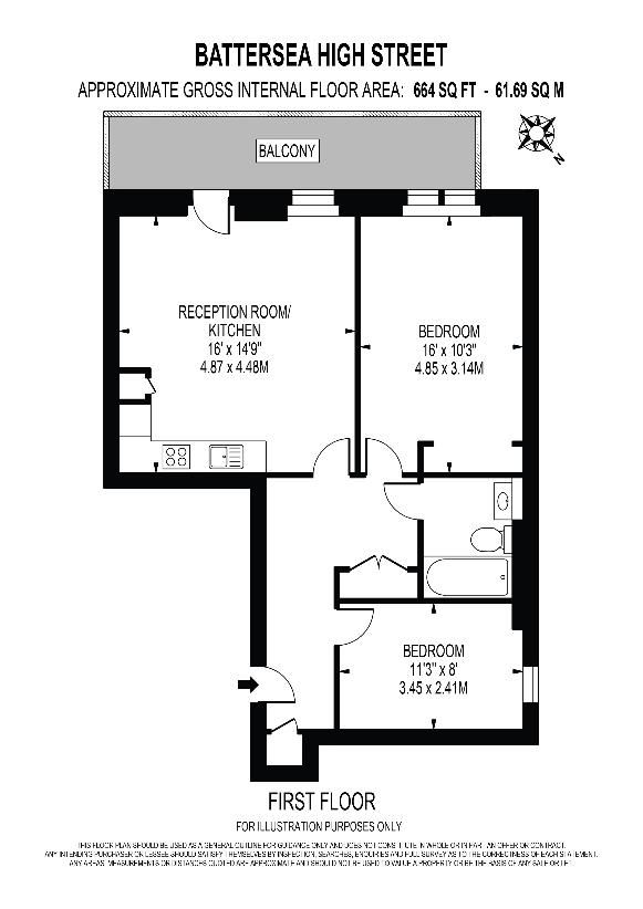 2 bedroom flat for sale - floorplan