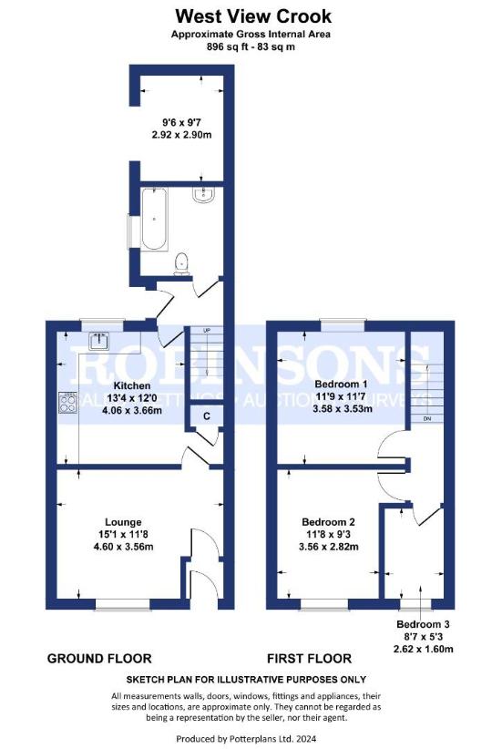 3 bedroom terraced house for sale - floorplan