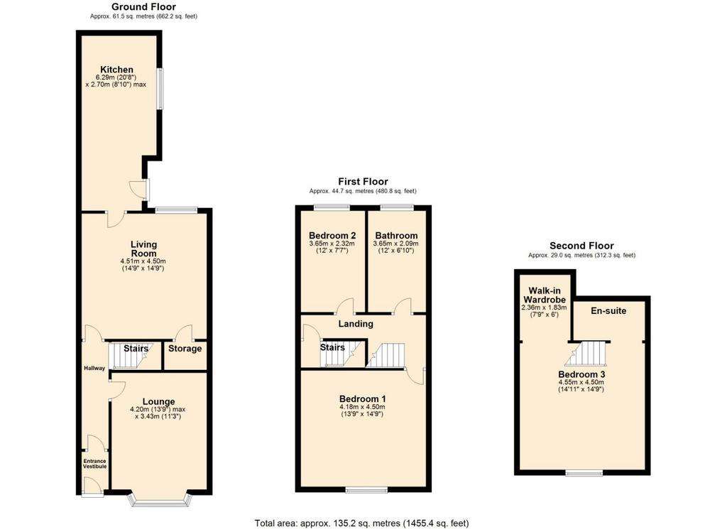 3 bedroom terraced house for sale - floorplan