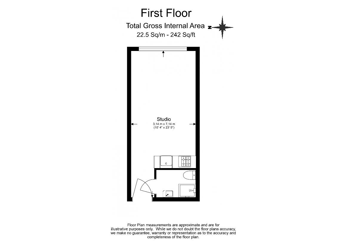 Studio flat for sale - floorplan