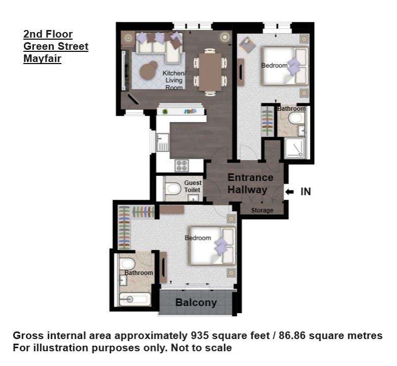 2 bedroom flat to rent - floorplan