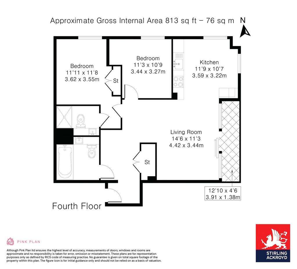 2 bedroom flat to rent - floorplan