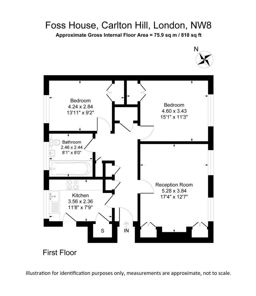 2 bedroom flat to rent - floorplan