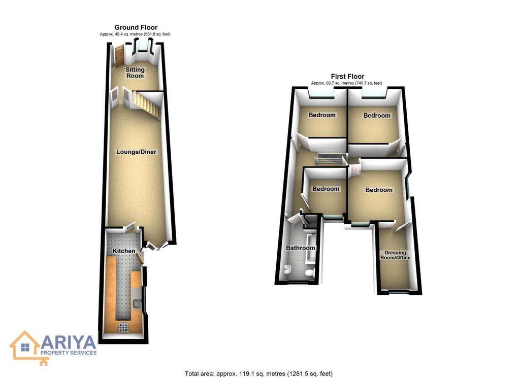 4 bedroom terraced house to rent - floorplan