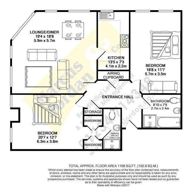 2 bedroom flat to rent - floorplan