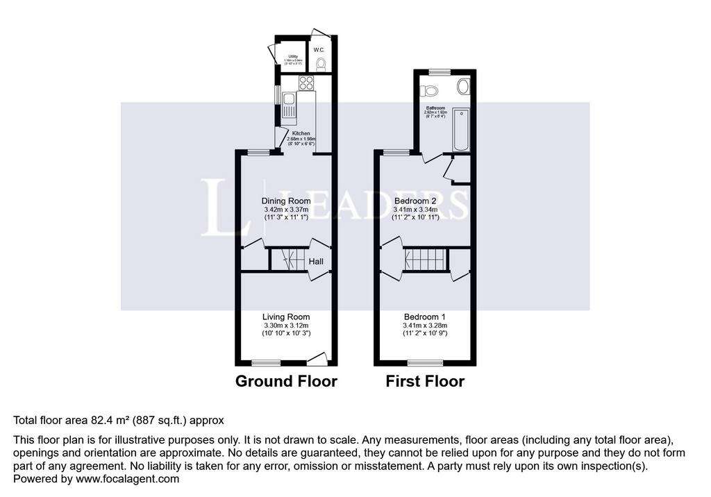 2 bedroom terraced house to rent - floorplan