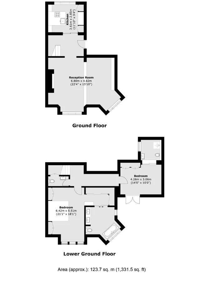 2 bedroom flat to rent - floorplan