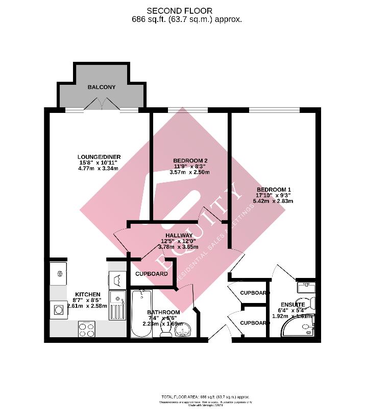 2 bedroom flat for sale - floorplan