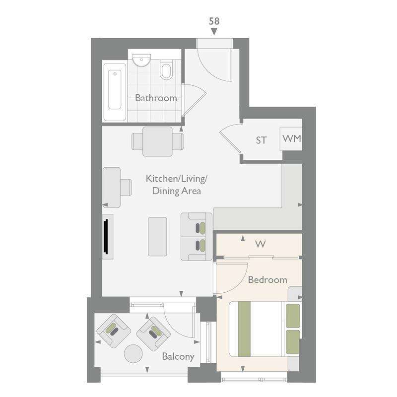 Studio flat for sale - floorplan