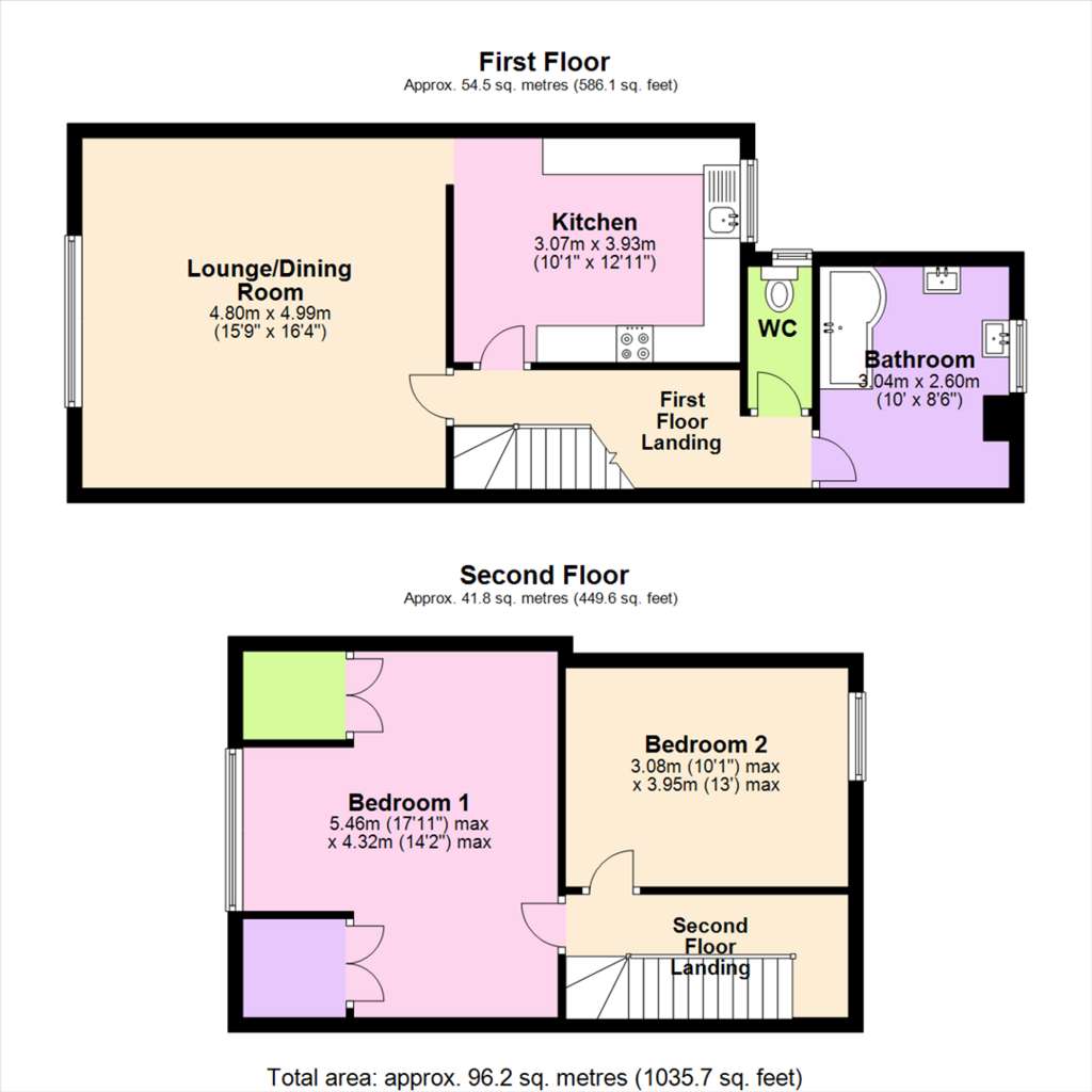 2 bedroom duplex apartment to rent - floorplan