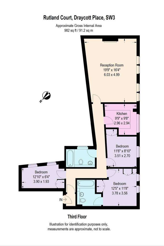 3 bedroom flat to rent - floorplan